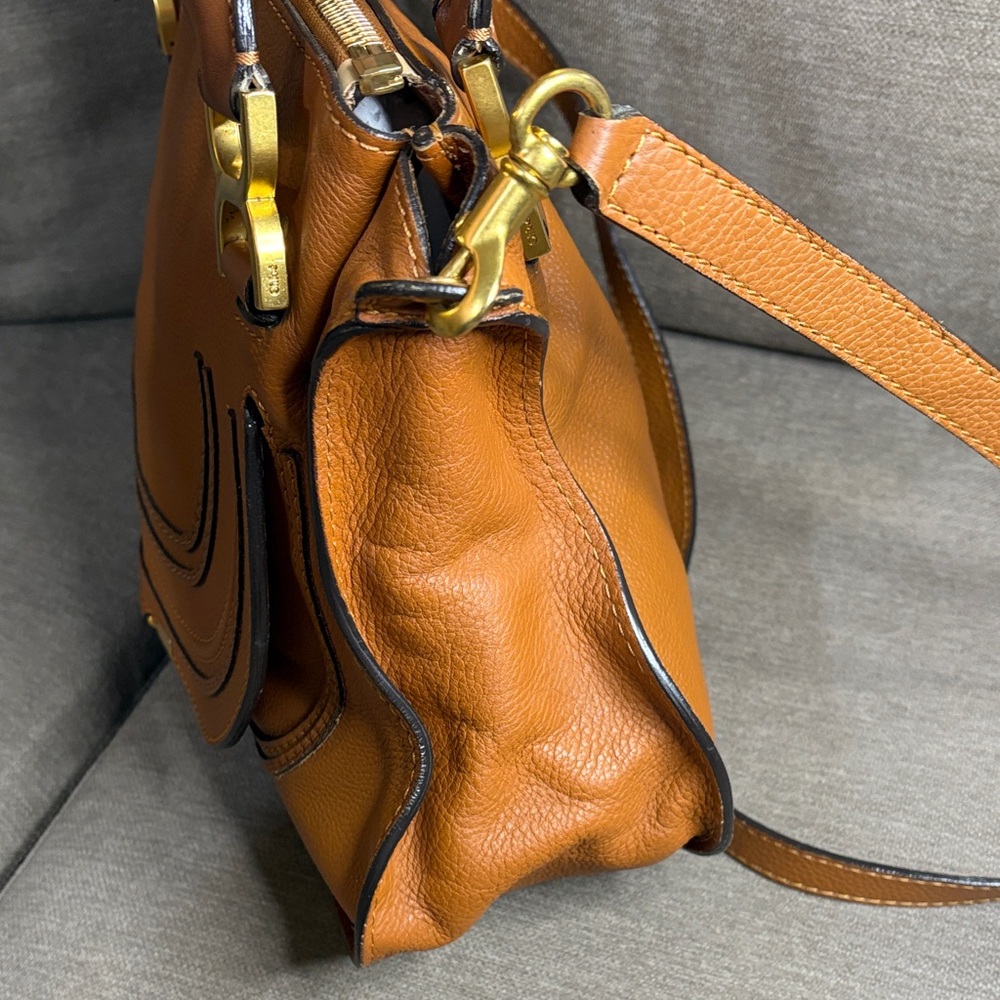 Chloe Marcie Medium Leather Satchel Crossbody Bag w/ Detachable Strap Authentic - Picture 5 of 10